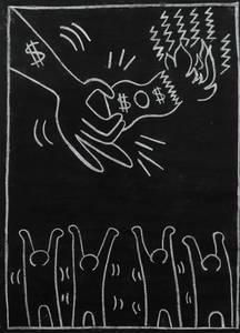 Keith Haring (1958-1990) Subway Chalk drawing, Burning doll