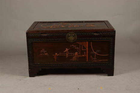 A wooden camphor box inlaid with soapstone. 1st half of the: A wooden camphor box inlaid with soapstone. 1st half of the 20th century.