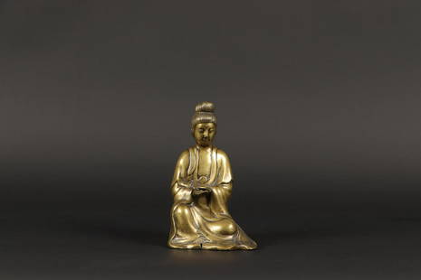 A bronze Guanyin. China, 19th century. H.: 17,5 cm.: A bronze Guanyin. China, 19th century.H.: 17,5 cm.