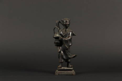 A bronze figure representing an immortal. China, 19th centu: A bronze figure representing an immortal. China, 19th century.H.: 21 cm.