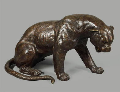 A large bronze jaguar. Second half 20th century.