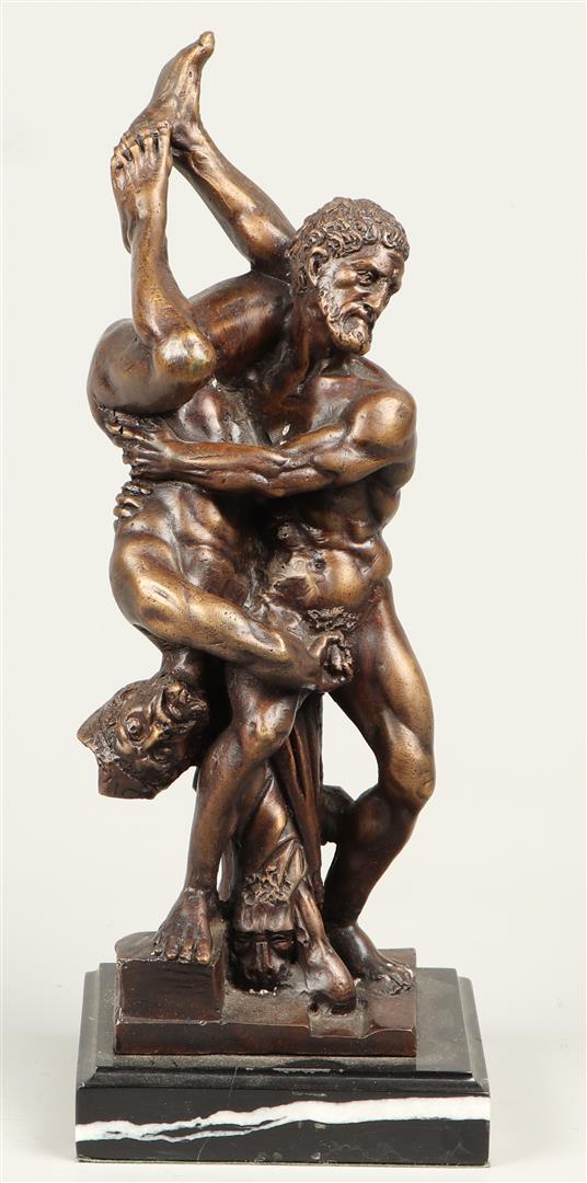 after Vincenzo de' Rossi, "Hercules and Diomedes", a 20th c: after Vincenzo de' Rossi, "Hercules and Diomedes", a 20th century decorative interpretation.H.: 31 cm.