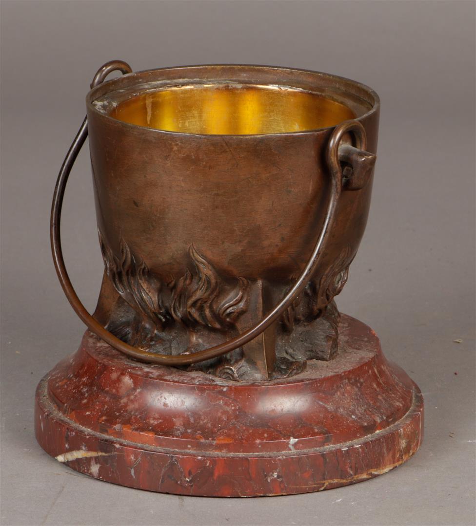 A bronze coal tray in the shape of a cauldron on the fire, (1 of 1)