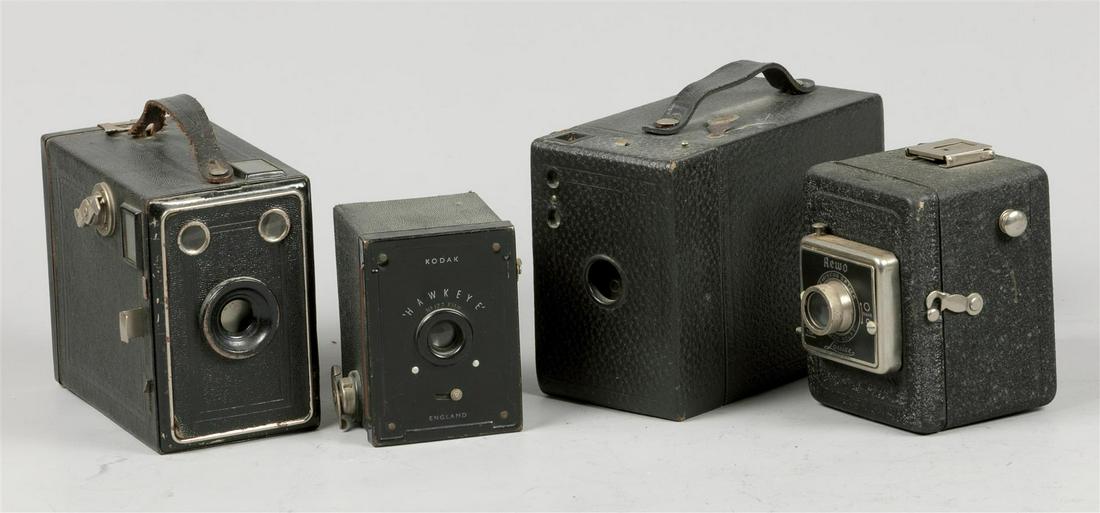A lot consisting of (4) box cameras, including a Rewo Louise camera with meniscus lens (1 of 1)