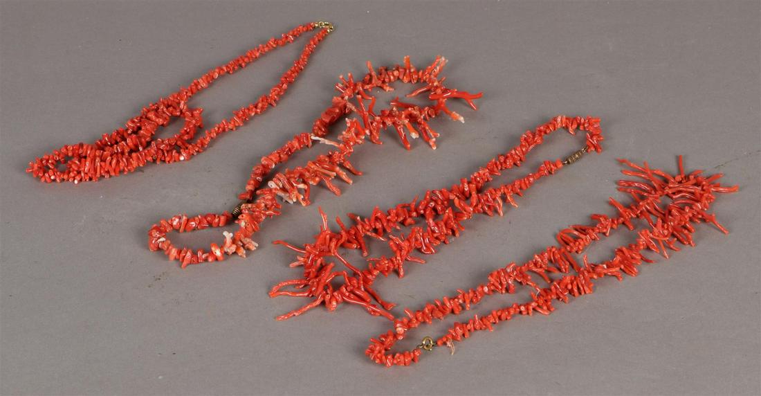 Four red coral necklaces. (1 of 1)
