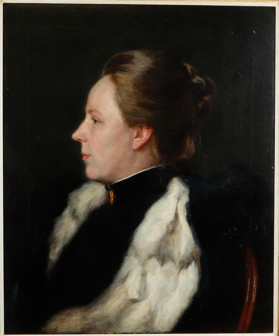 Moritz van Eijken (1856 - ?), Portrait of Anette Thieme; singer at the Berlin Conservatory,: Moritz van Eijken (1856 - ?), Portrait of Anette Thieme; singer at the Berlin Conservatory, later singing teacher in The Hague, signed (bottom right), oil on canvas.57 x 47 cm.