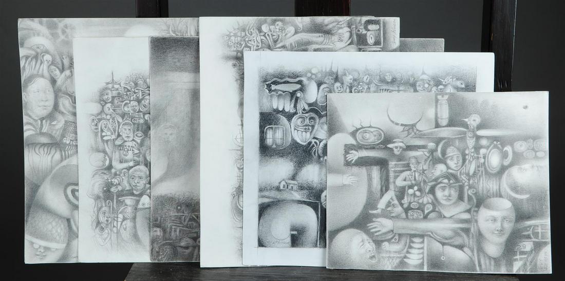 Guy Johnson (Fort Wayne, Indiana, US 1927 - 2019), A lot consisting of (6) HB drawings.: Guy Johnson (Fort Wayne, Indiana, US 1927 - 2019), A lot consisting of (6) HB drawings. All signed and annotated with title (verso).Several dimensions