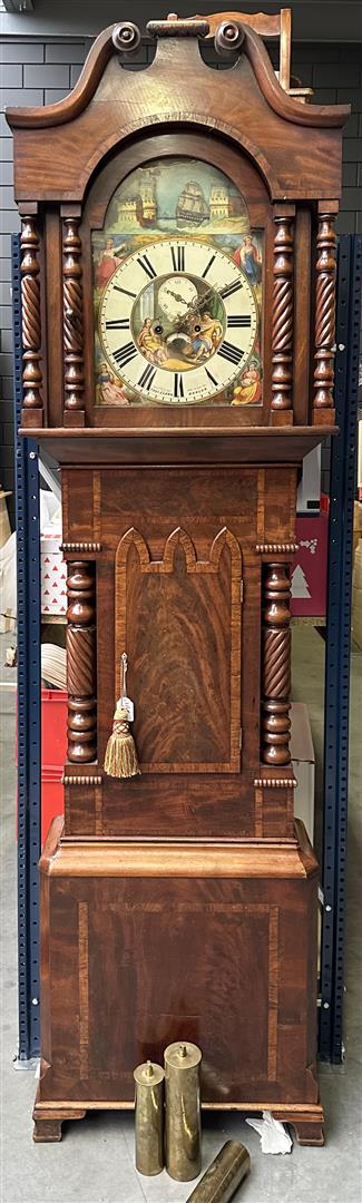 An English  grandfather clock with ship mechanism, (1 of 3)