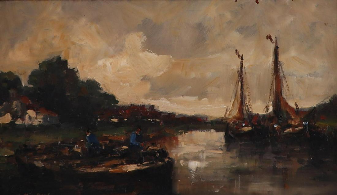 Willem (Wim) Bos (Rotterdam 1906 â€“ 1974 The Hague),Â Shipping on a river, (1 of 4)
