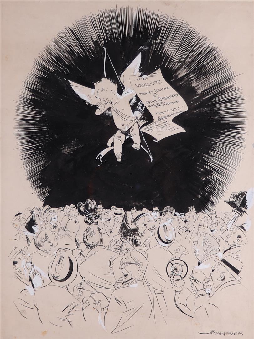 Piet van der Hem (Wirdum 1885 - 1961 The Hague), The engagement of Princess Juliana and Prince (1 of 4)