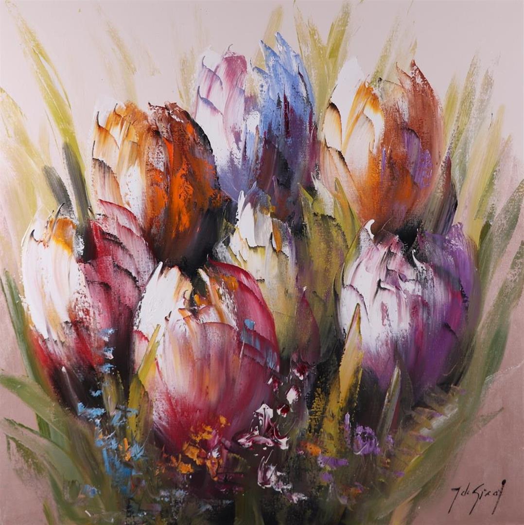 Jochem de Graaf (b.: 1954), Wildflowers, signed (lower right), oil on canvas. (not framed). (1 of 3)