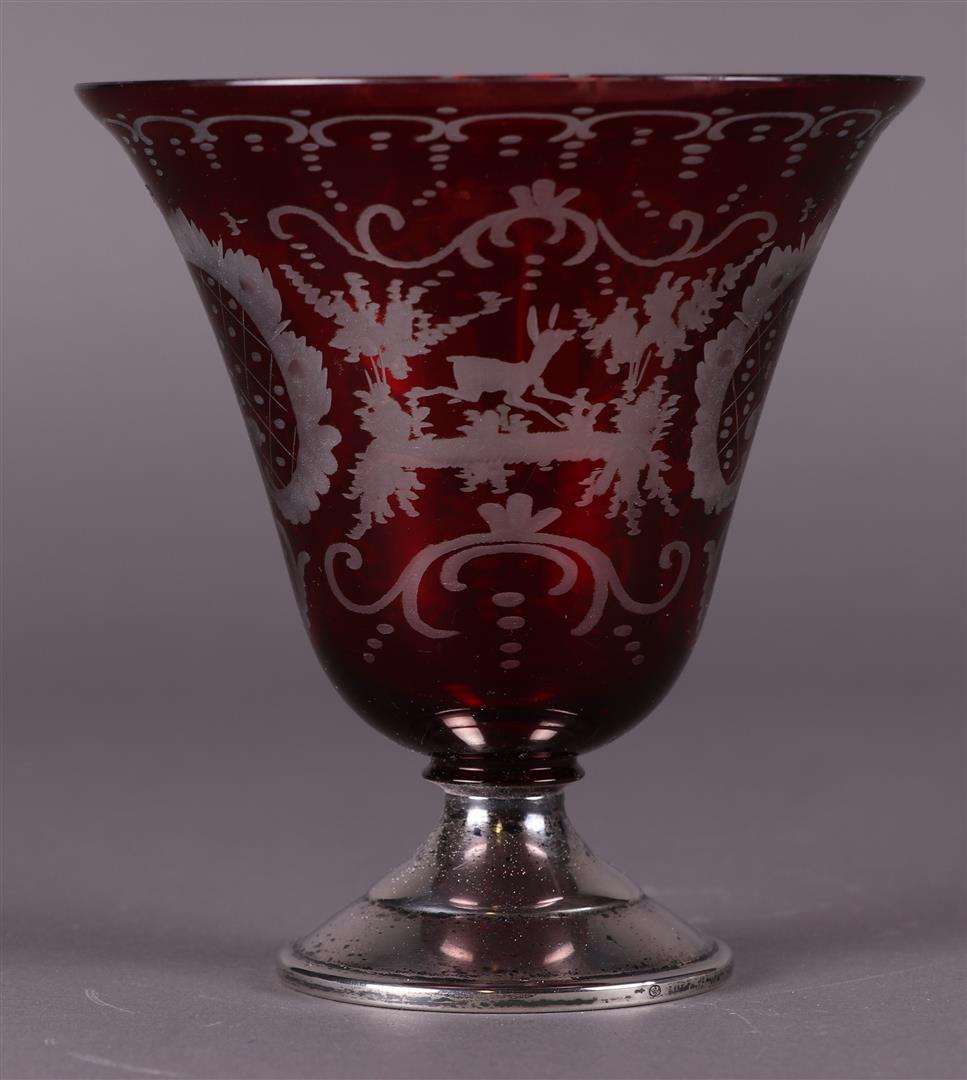 A Bohemian goblet on a silver base, ca. 1900. (1 of 4)