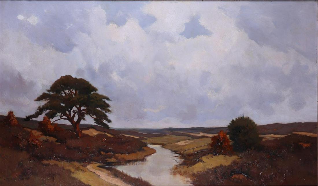 Xeno Munninghoff (Deventer 1873 - 1944 Barneveld), Landscape with stream, (1 of 3)