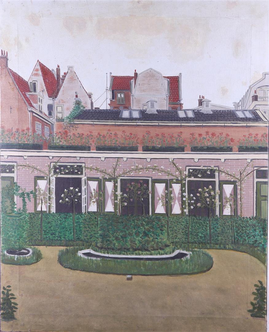 Dutch School, first quarter 20th century, The Bosche hofje in Amsterdam, oil on canvas.: Dutch School, first quarter 20th century, The Bosche hofje in Amsterdam, oil on canvas.70 x 55 cm.