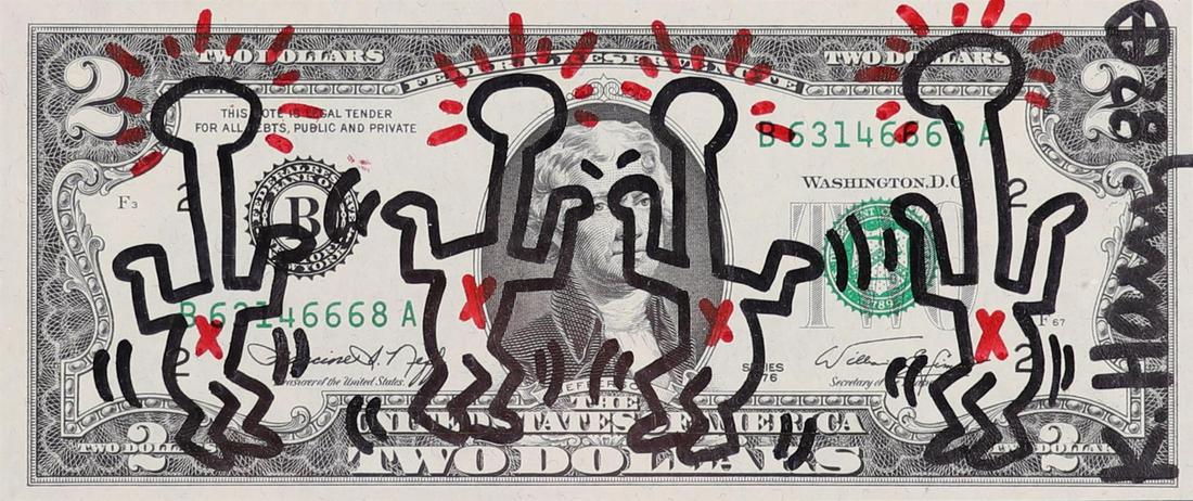 Keith Haring (Reading Pennsylvania 1958 - 1990 New York), (after), Two Dollar Bill, (1 of 4)