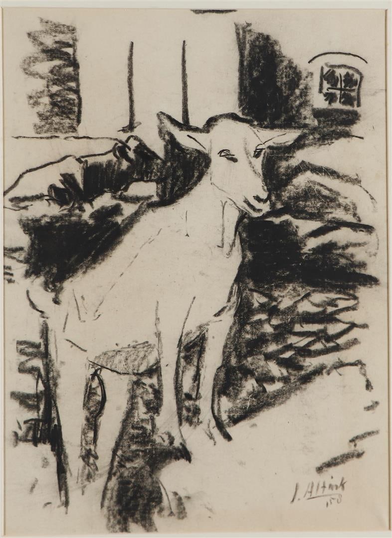 Jan Altink (Groningen 1885 - 1971), Goat: Jan Altink (Groningen 1885 - 1971), Goat, signed and dated '58' (bottom right), charcoal on paper. Provenance: obtained directly from the artist by J.H.M. Rolink then passed on through inheritance to