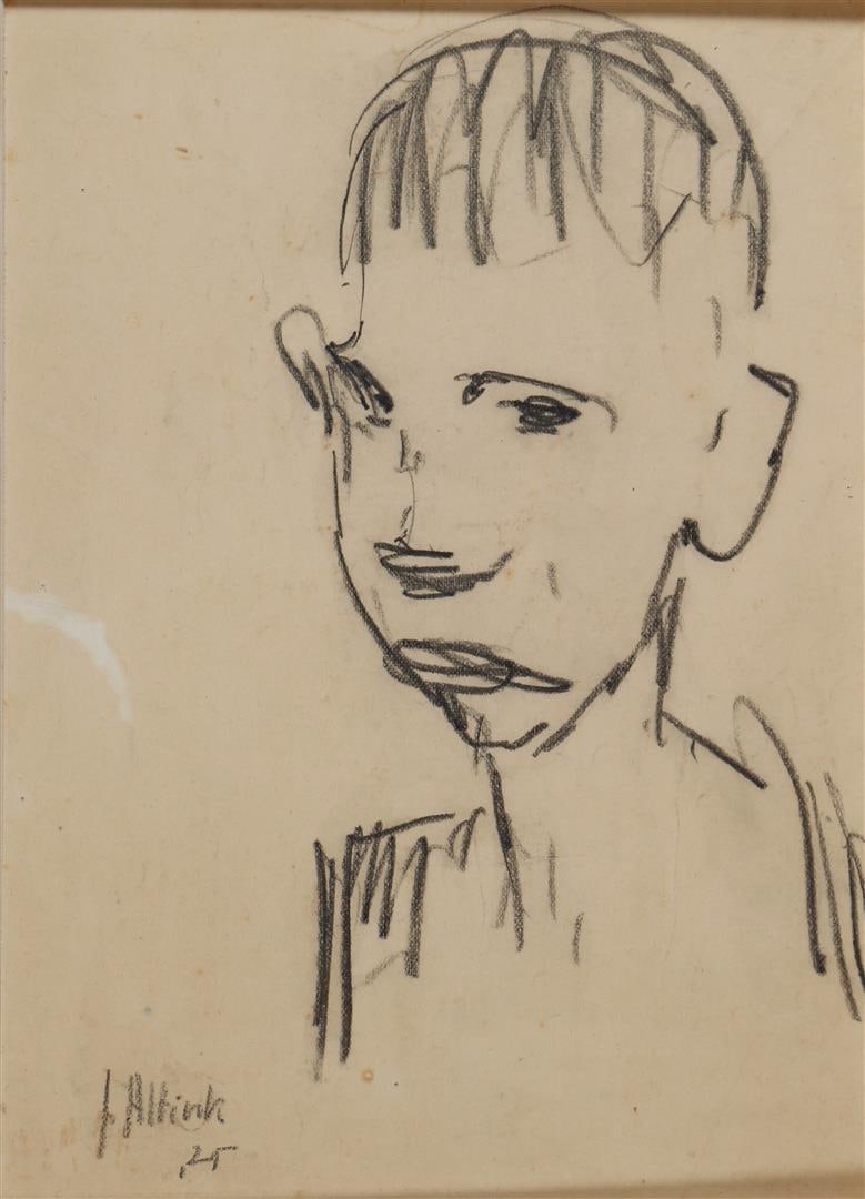Jan Altink (Groningen 1885 - 1971), Groningen street boy: Jan Altink (Groningen 1885 - 1971), Groningen street boy, signed and dated '25' (bottom left), black chalk on paper. Provenance: obtained directly from the artist by J.H.M. Rolink then passed through