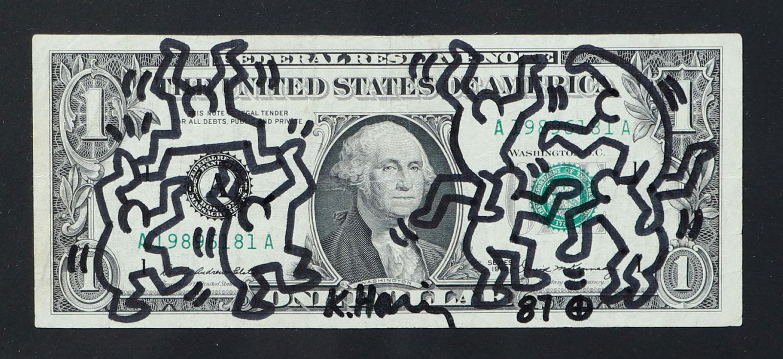 Keith Haring (Reading, Pennsylvania 1958 - 1990 New York) (after), One Dollar Bill (1 of 2)