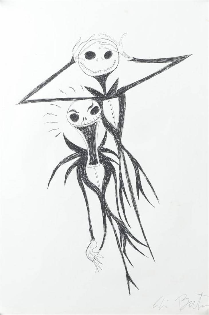 Tim Burton (b. Burbank Cal.1958) attributed to, Haloween, pen and ink on handmade paper (1 of 3)