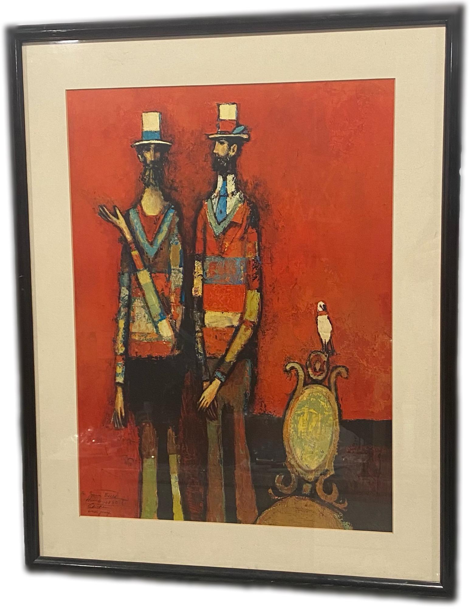 Untitled Artist Proof Signed by David Adickes: Vintage 1990 framed artist's proof personalized to previous owner, signed, and dated by David Adickes, framed under glass.