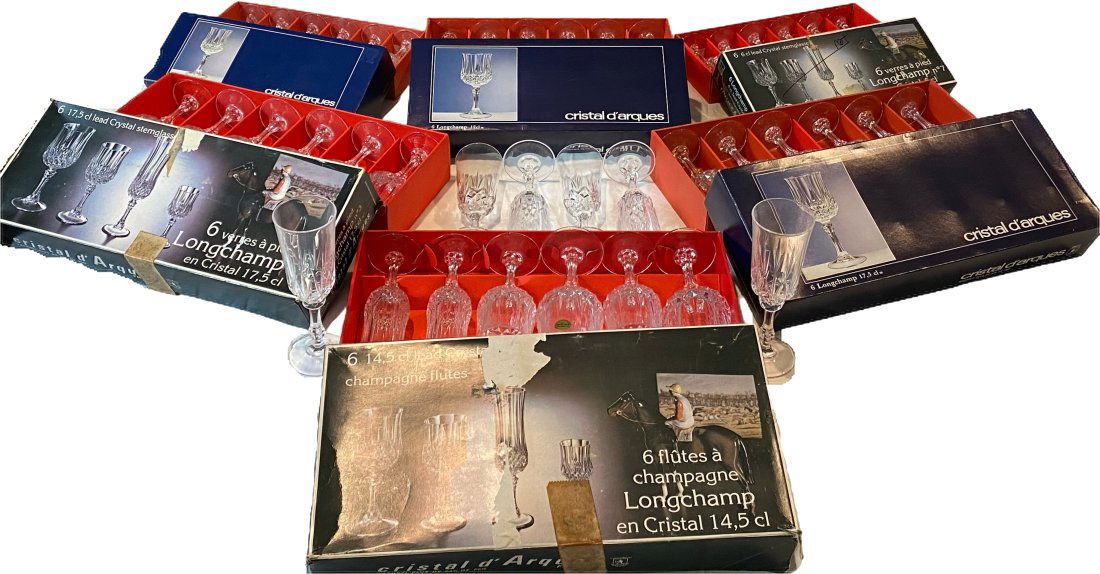 Collection of Vintage Longchamp's Cristal D Arques Stemware Set (1 of 8)