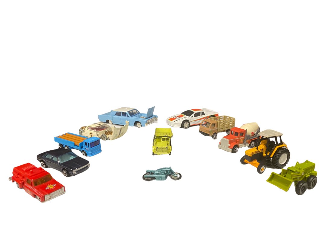 Collection of Vintage Toy Cars: Collection of Toy Cars Including Mattel Arco, Dinky Toys Meccano LTD, Matchbox Toys LTD, Hot Wheels, Hasbro Tonka, Maisto, & Mercury Made in Italy