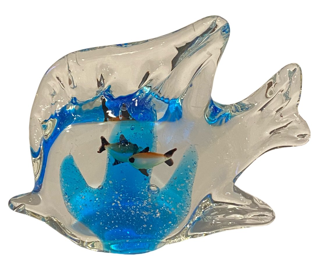 Murano of Italy "Aquarium" Motif and Clear Glass Fish Paperweight (1 of 5)