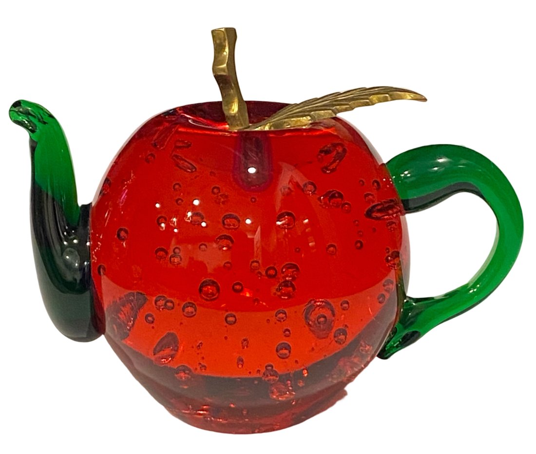 Vintage Murano of Italy Millefiori Art Glass Apple Teapot Paperweight (1 of 4)