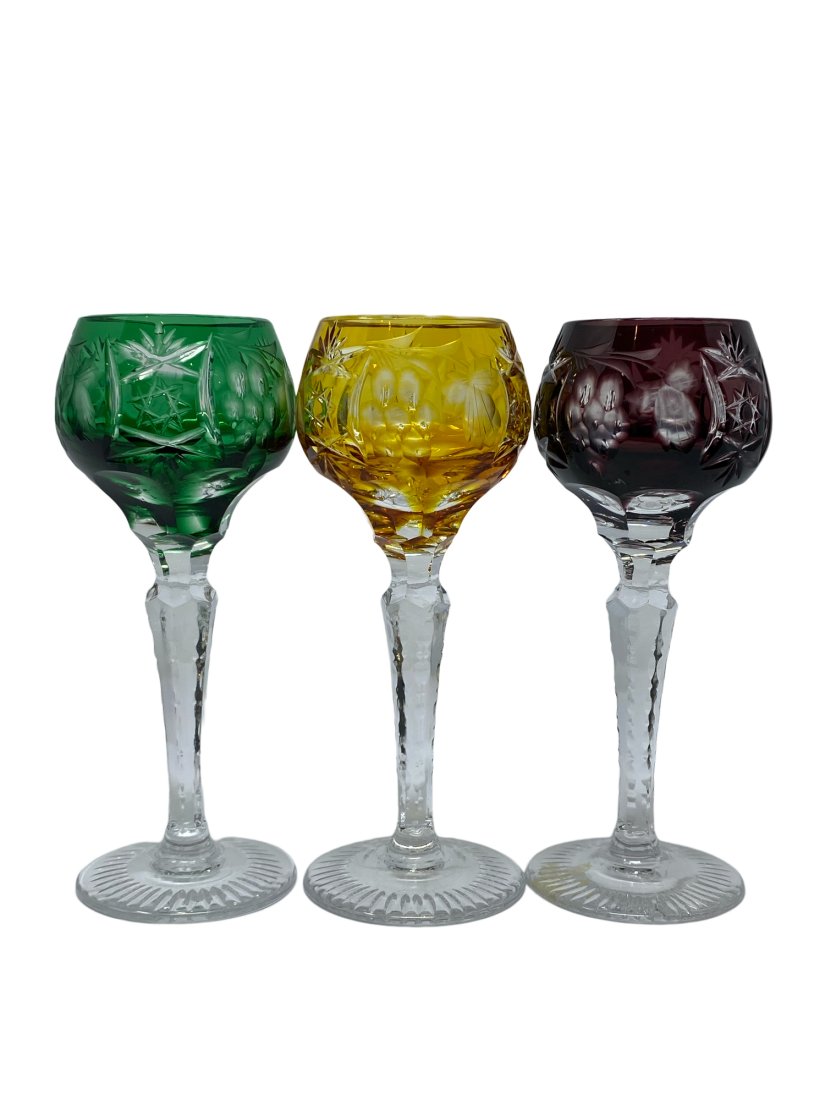 European Multi-Color Cut to Clear Crystal Cordials (1 of 4)
