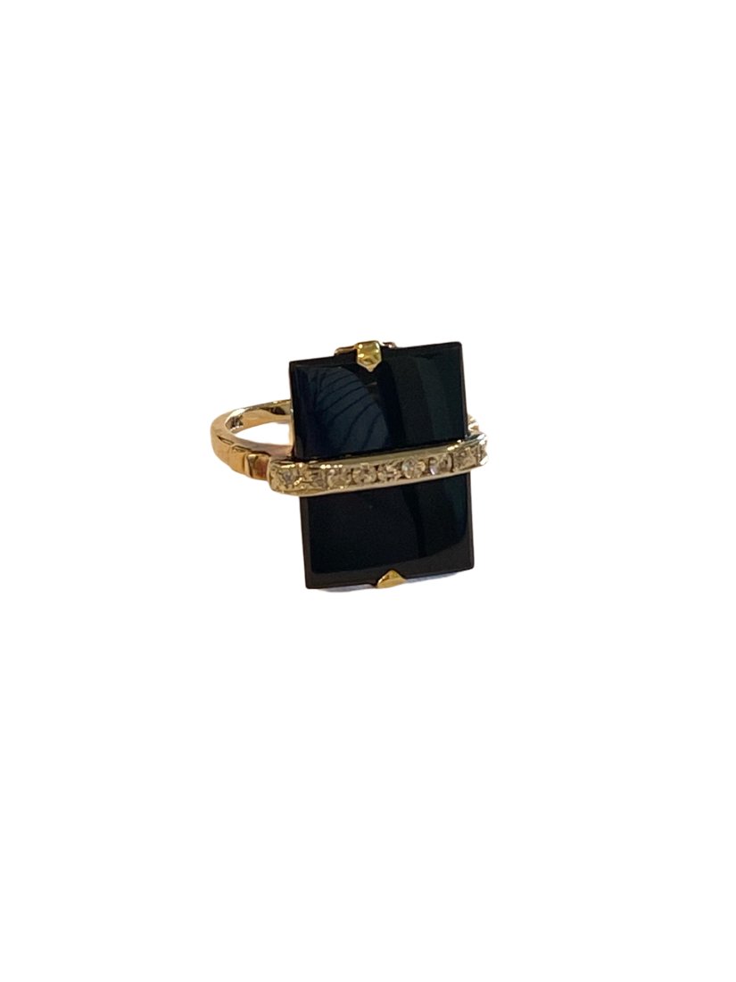 10K Gold Diamond and Black Stone  Ring (1 of 4)