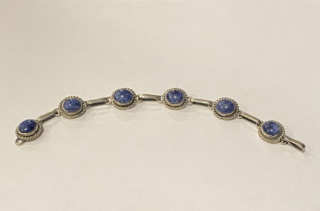 Vintage Denim Lapis & Sterling Silver Link Bracelet (1 of 8)