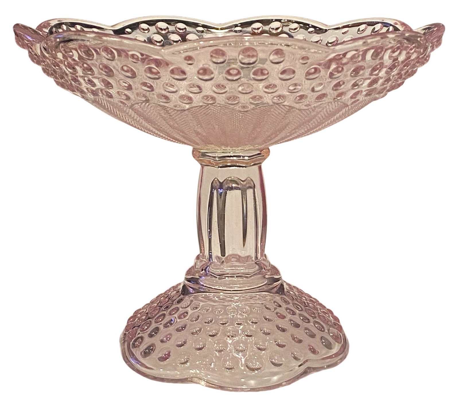 Vintage Gorham Hobnail Emily's Attic Collection Pink Glass Compote: Vintage Gorham Hobnail Emily's Attic Collection Pink Glass Compote.