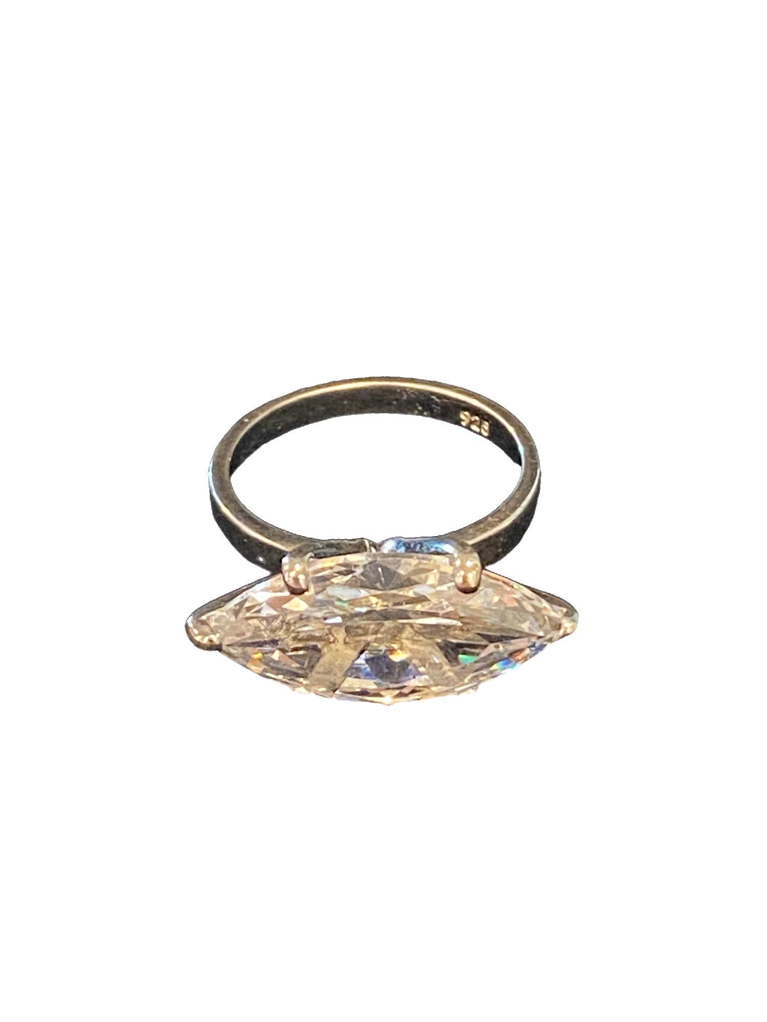Sterling Silver Solitaire Cubic Zirconia Ring: Sterling Silver Solitaire Cubic Zirconia Ring. Size 7