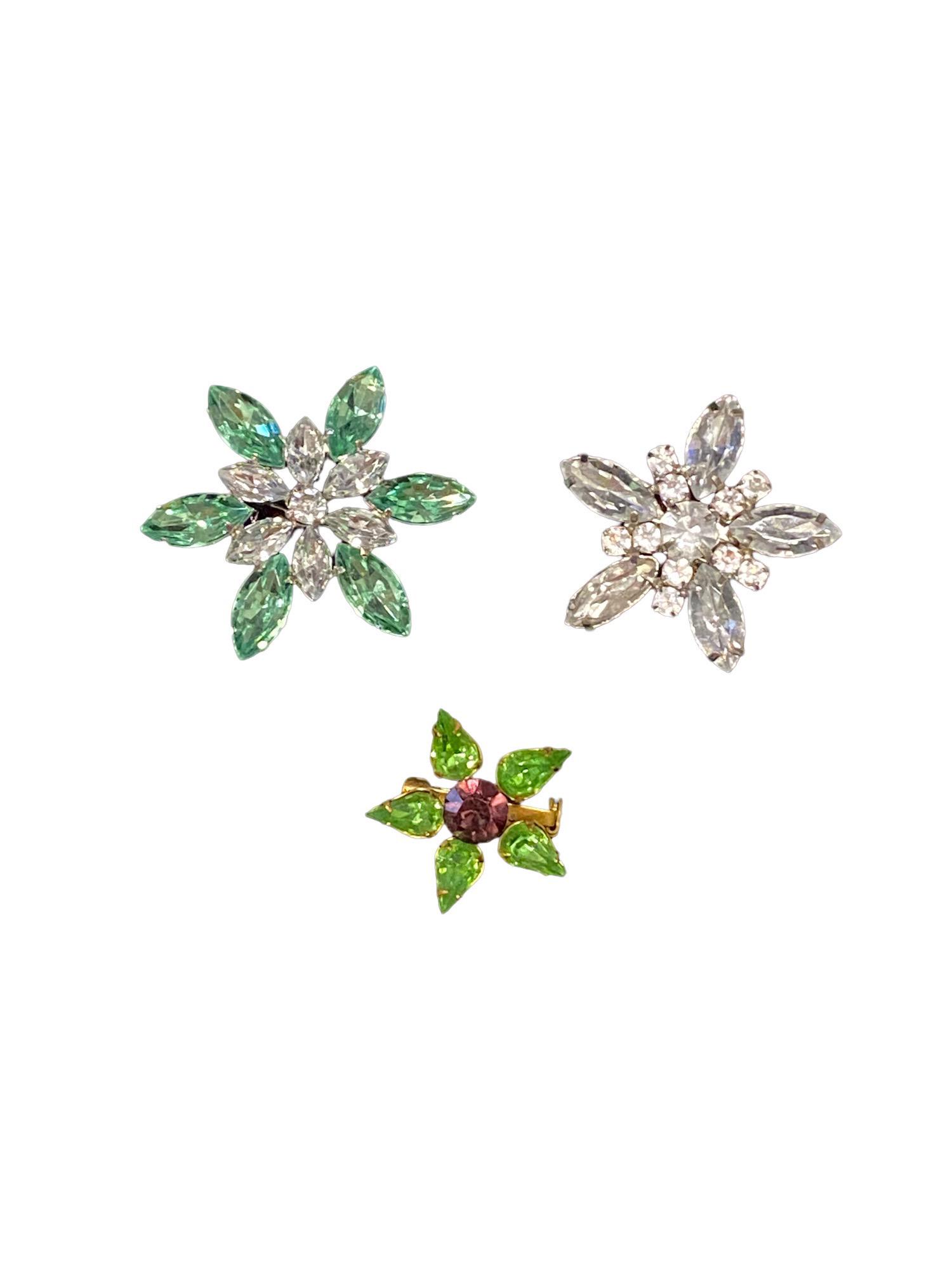 Collection of Three Multicolor Rhinestone Brooches (1 of 4)