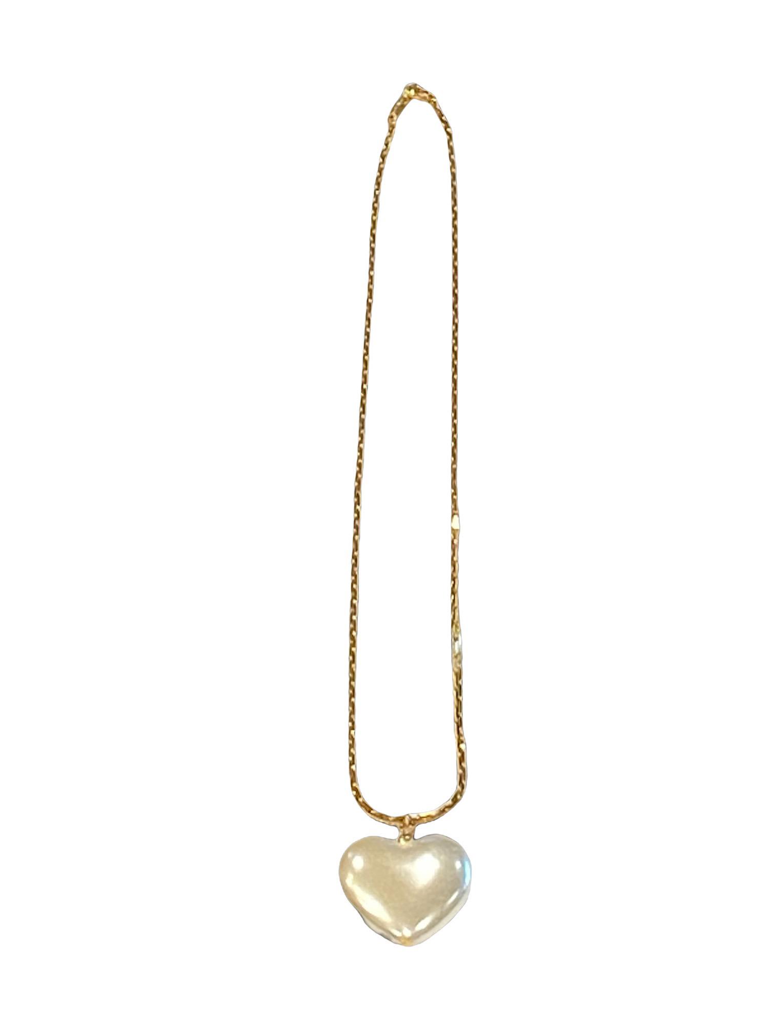 Vintage Napier Gold Tone Necklace with Pearl Heart Shaped Pendant (1 of 3)