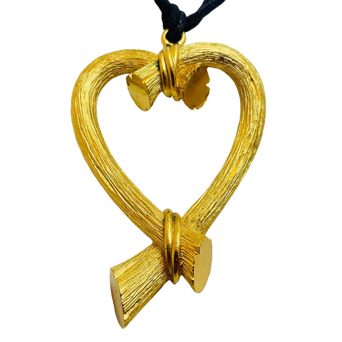 Vtg ESCADA gold modernist heart designer runway necklace: Vtg ESCADA gold modernist heart designer runway necklace