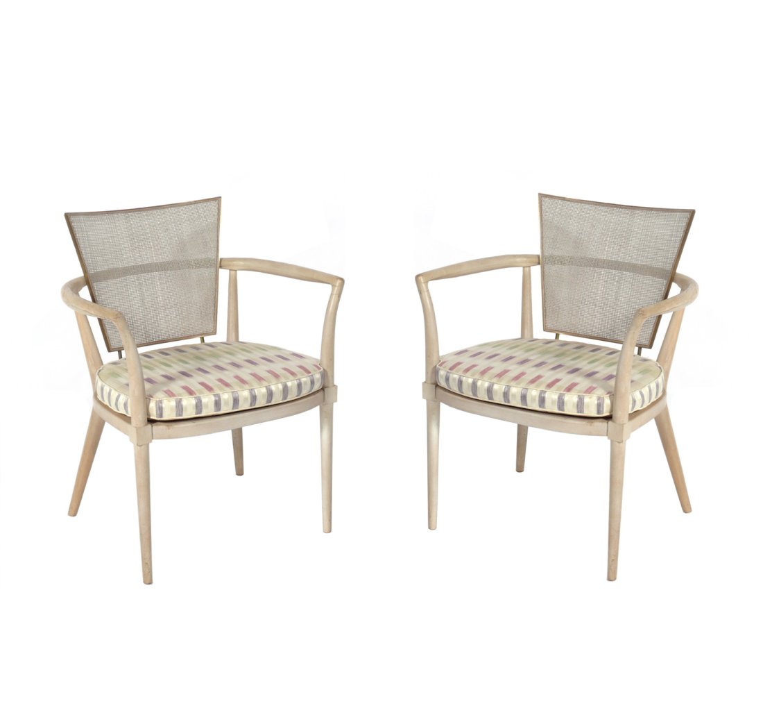 Bert England for Johnson Furniture Caned Back Lime Washed Armchairs (1 of 6)