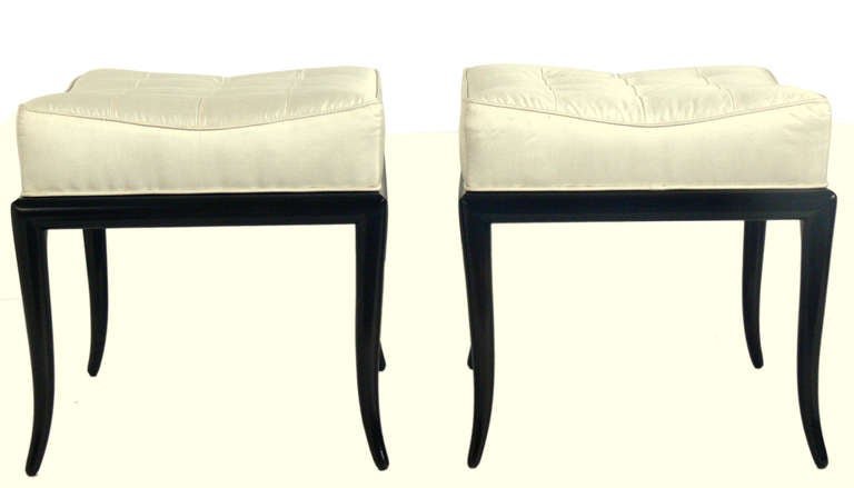 T.H. Robsjohn-Gibbings for Widdicomb Pair of Upholstered Stools (1 of 5)