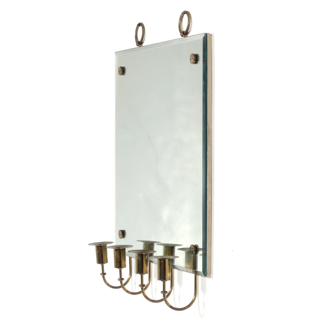 Tommi Parzinger Brass Candelabra Wall Mirror (1 of 4)