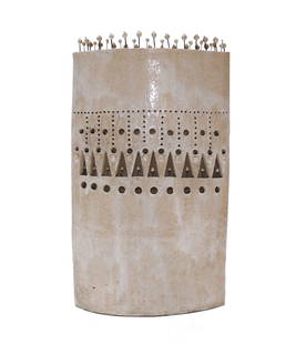 Georges Pelletier Large Scale Vase 28" height!!: Sculptural Large Scale Ceramic Vase, hand made by Georges Pelletier, French, circa 1960s. Signed and dated on the interior. It measures an impressive 28.25"H x 16"W x 6.5"D. Mid century, mid century