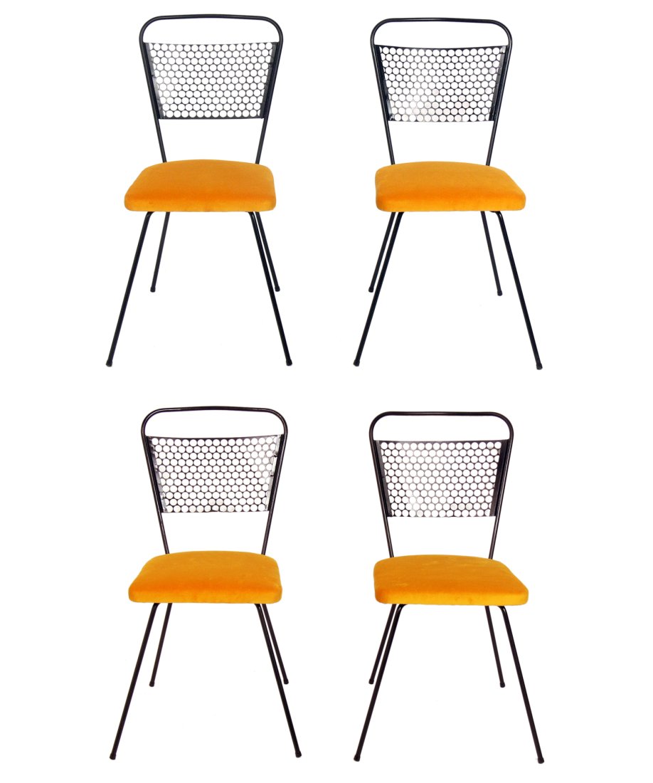Mathieu Mategot Attributed Perforated Iron Dining Chairs (1 of 5)