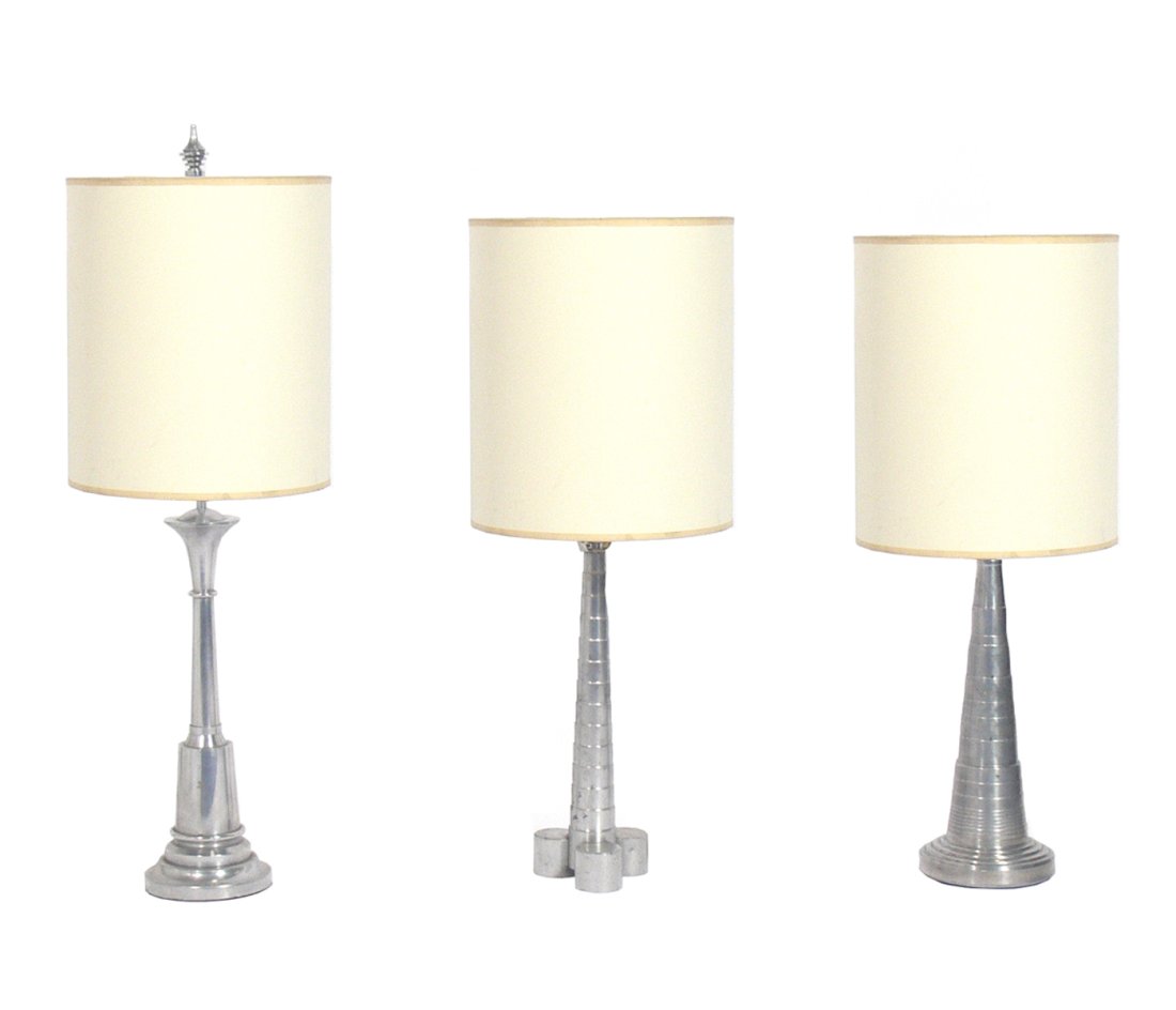 Machinist Made Art Deco Table Lamps Group Of Three
