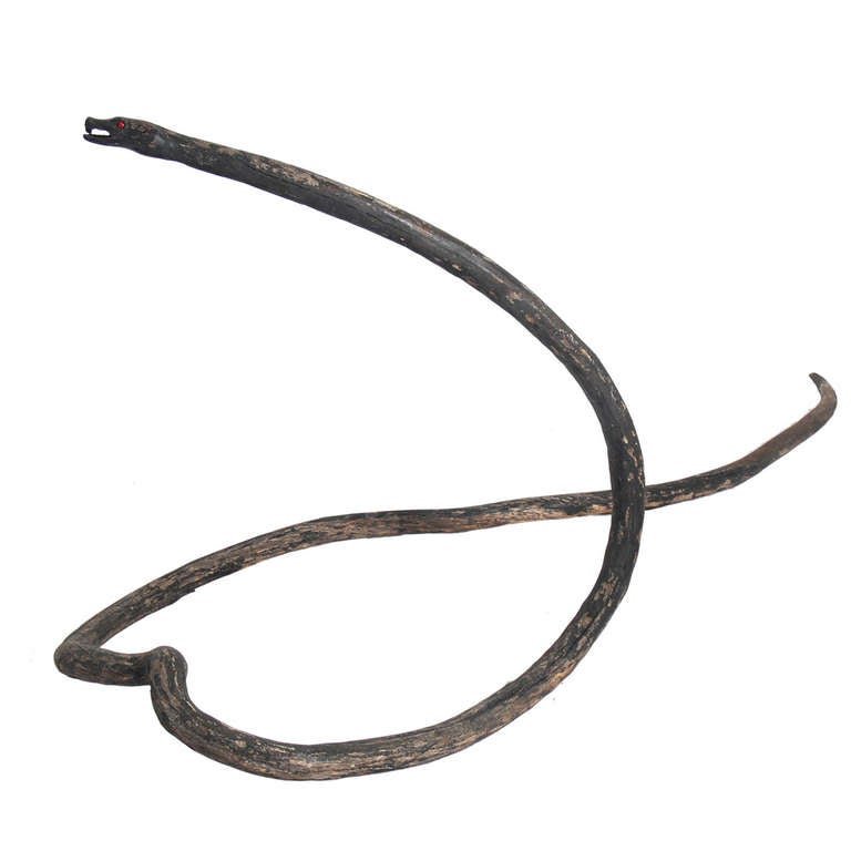 Ominous and Monumental Folk Art Snake Carving, circa 1930s (1 of 5)