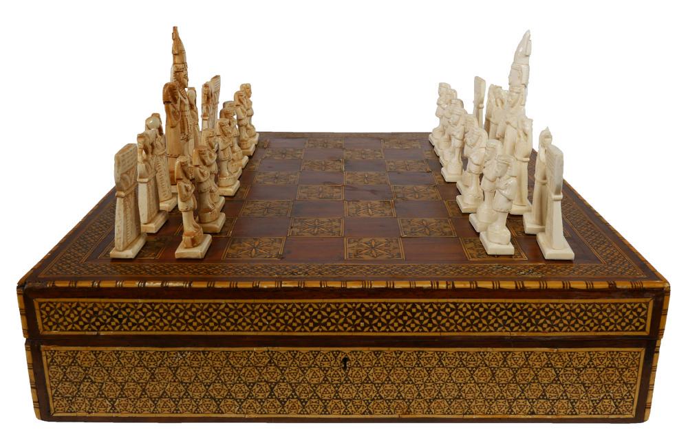 BONE EGYPTIAN PHARAOH CHESS SET