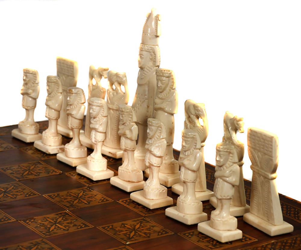 BONE EGYPTIAN PHARAOH CHESS SET - 2