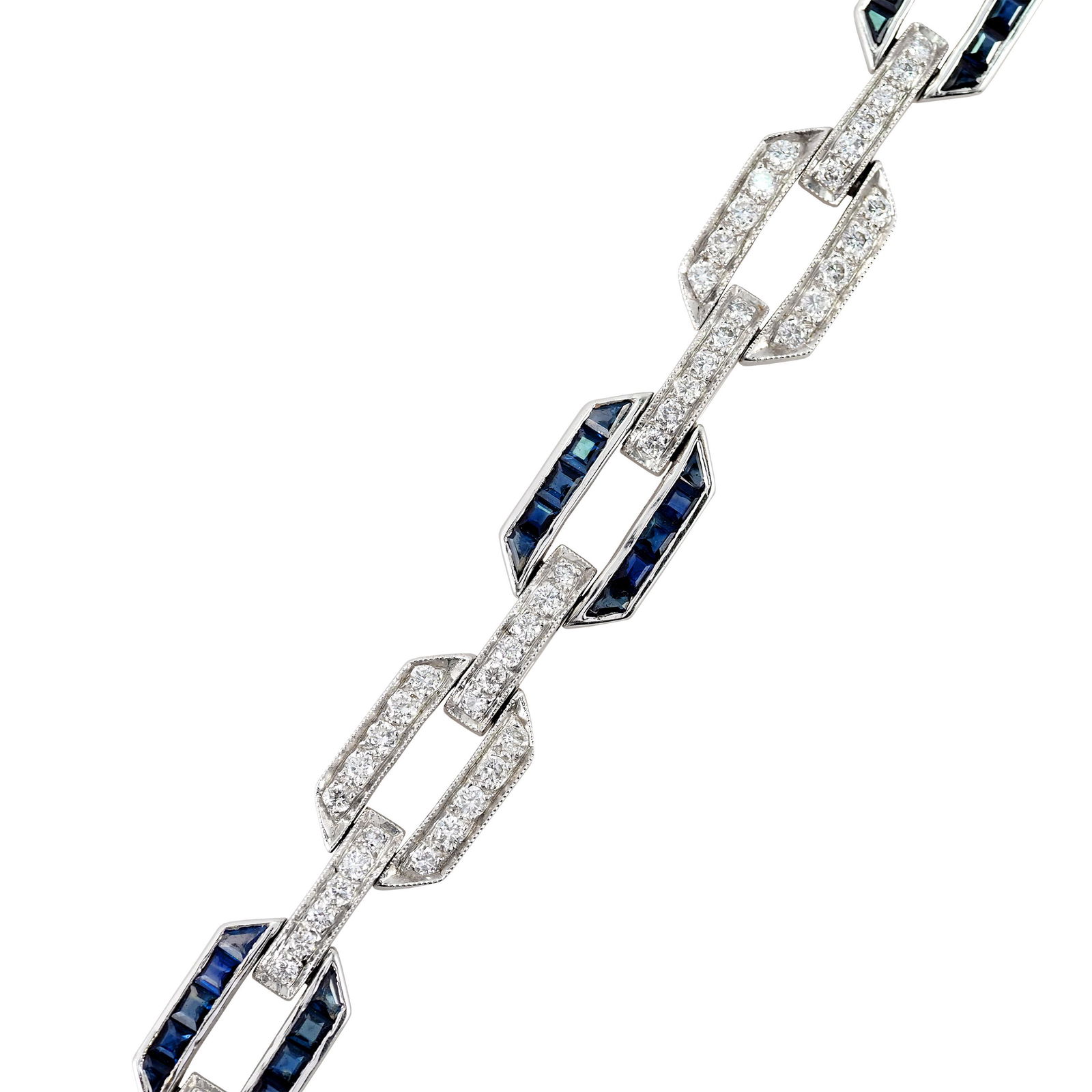 White Gold Bracelet with Sapphire and Diamonds (1 of 3)