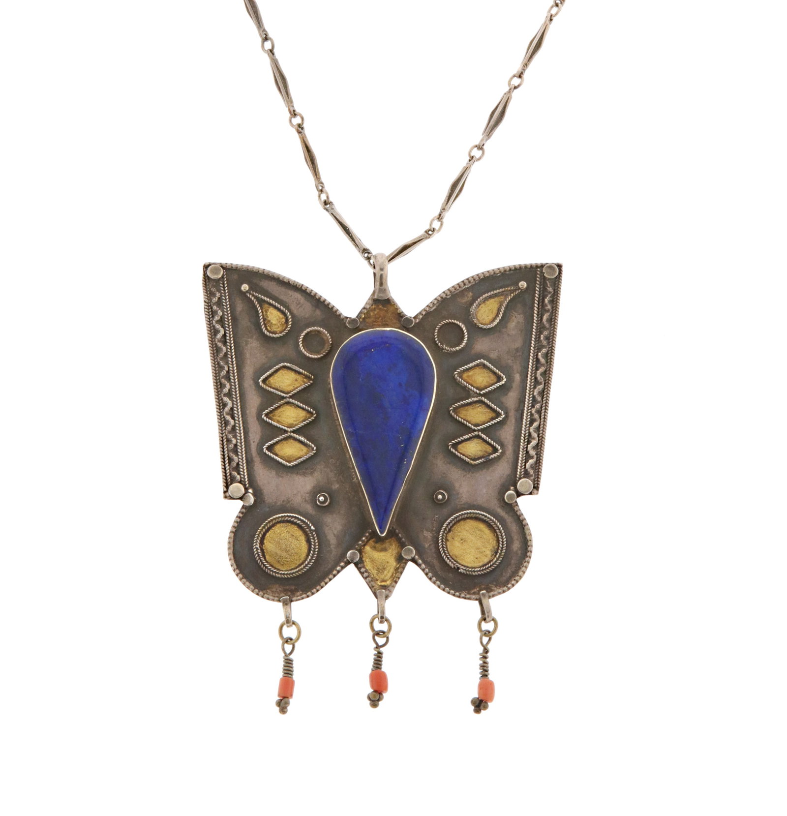 A Turkmen Fire-Gilded Silver Butterfly Pendant (1 of 1)