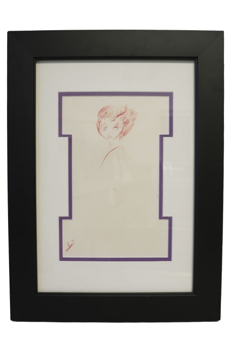 "MAID OF CADIZ 3" ORIGINAL DRAWING BY MILES DAVIS SIGNED: FRAMED 18" X 20" SIGNED