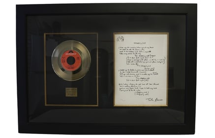 JOHN LENNON GOLD RECORD AND #'D LITHO LYRICS "I'M STEPPING OUT"