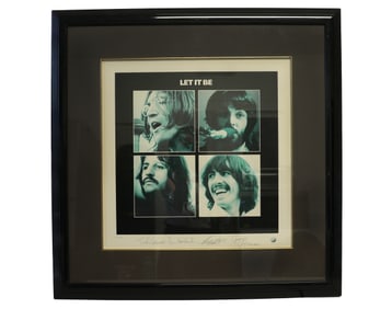 BEATLES "LET IT BE" ALBUM COVER LITHOGRAPH WITH PRINTED SIGNATURES